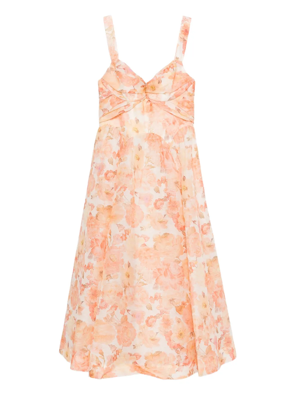 Zimmermann Rebellion Floral Midi Dress In Orange