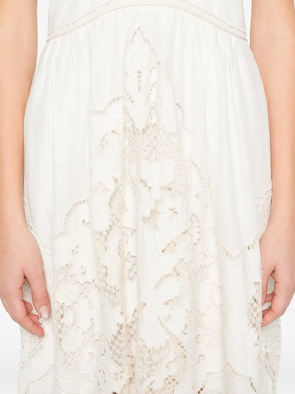 ZIMMERMANN Daylight maxi-jurk met taille van kant Wit