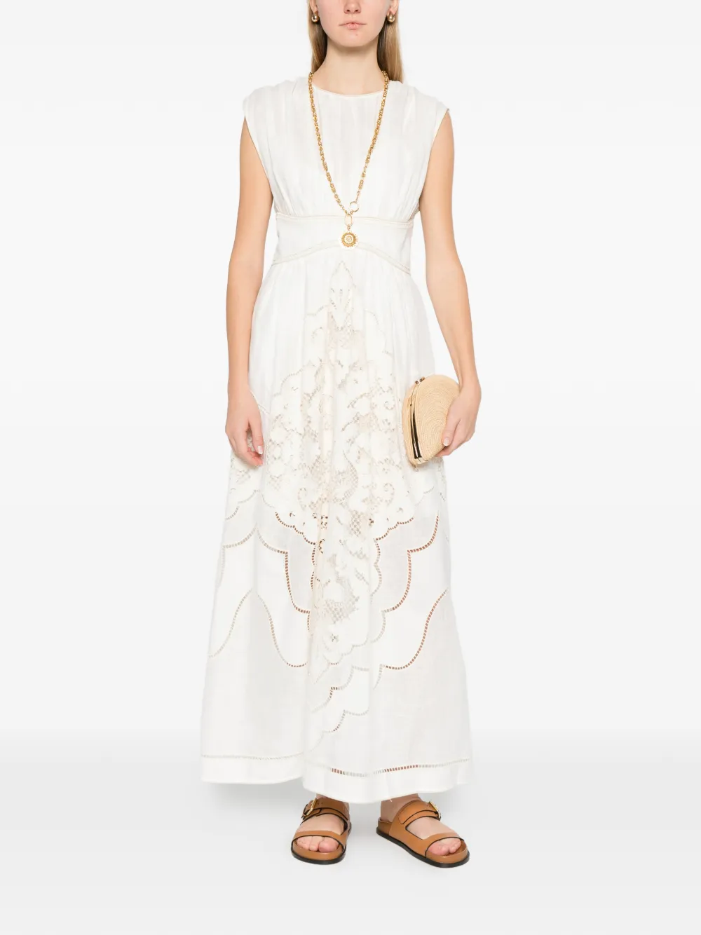 ZIMMERMANN Daylight waisted lace dress - Wit