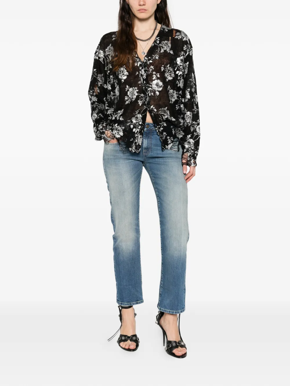 R13 cuffed straight jeans - Blauw