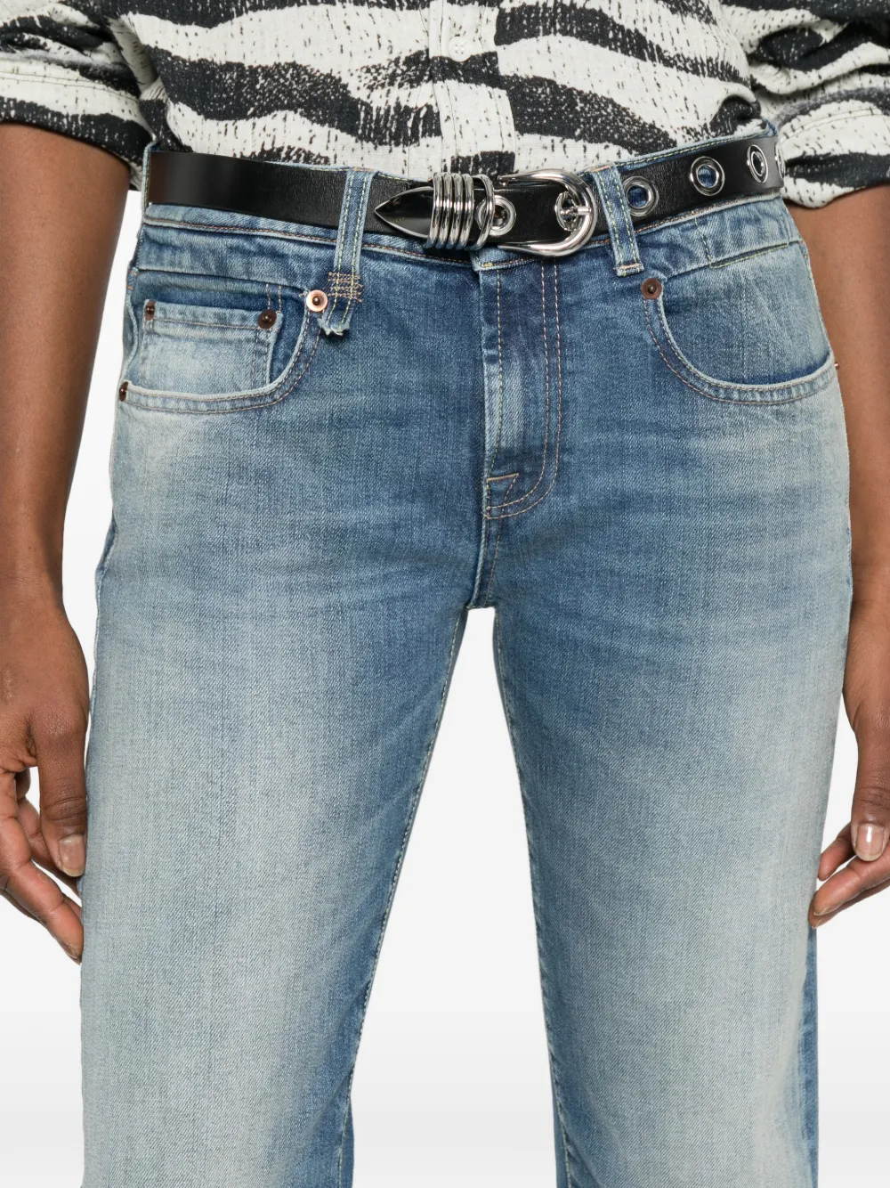 R13 Straight jeans met cuffs Blauw