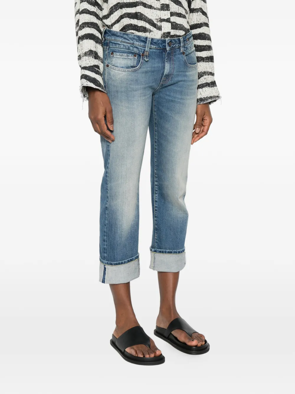  R13 Cuffed Straight Jeans - Blue 