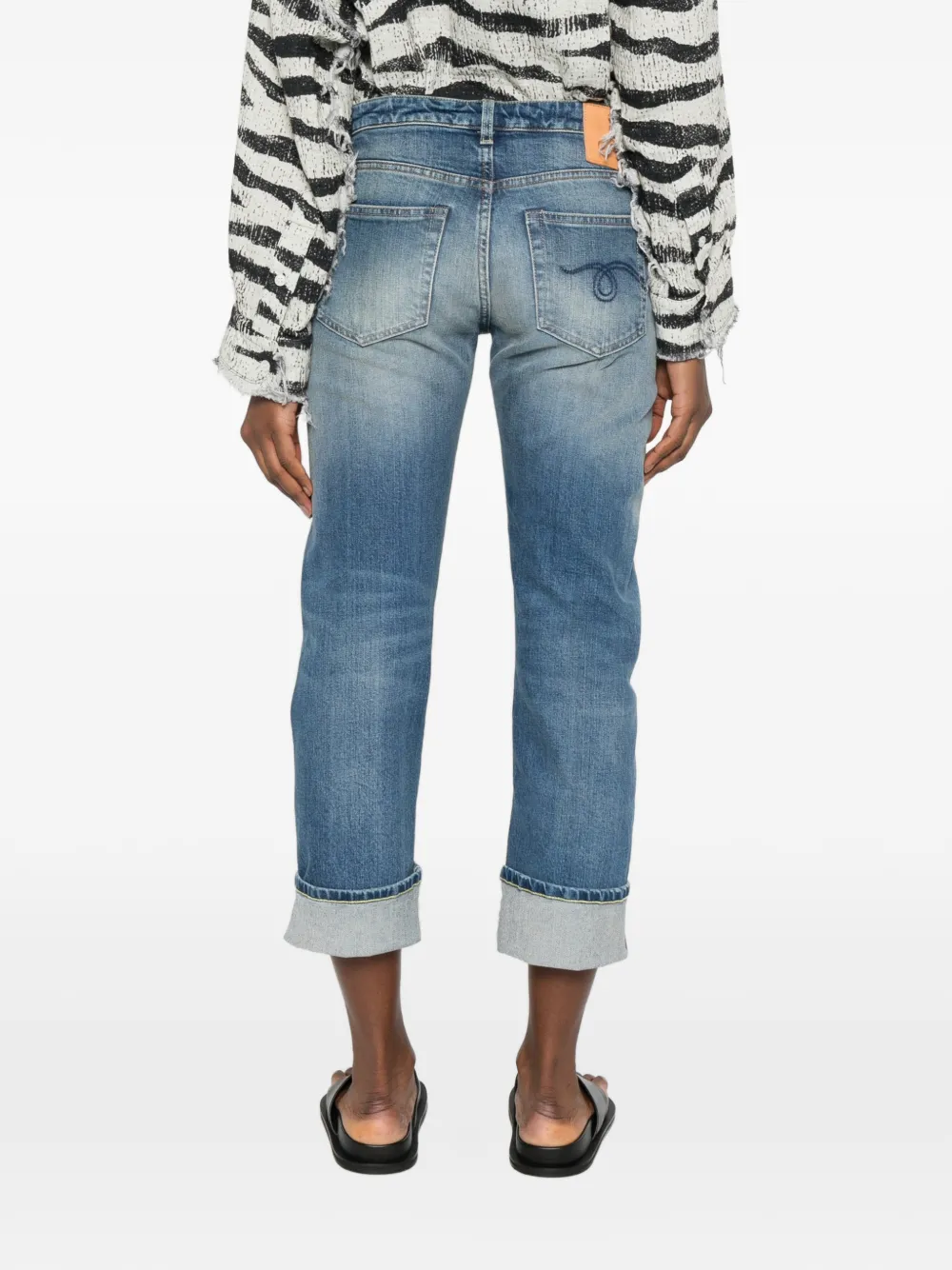 R13 Straight jeans met cuffs Blauw