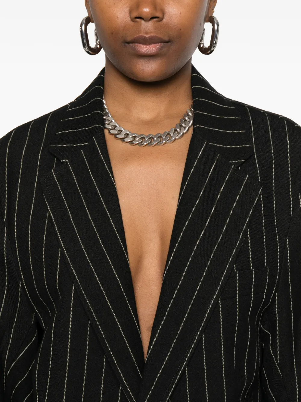 R13 Blazer met krijtstreep en knopen Zwart
