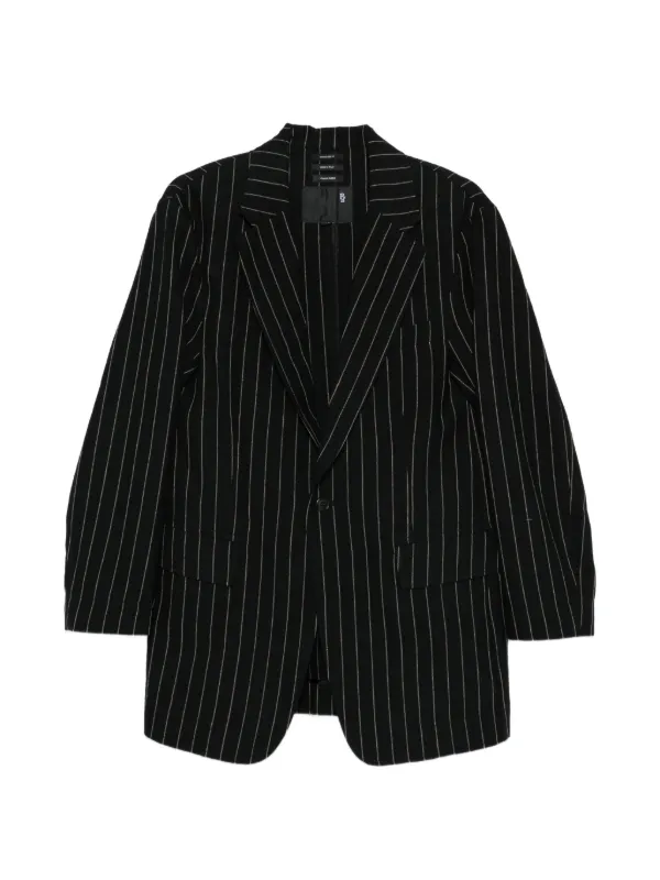 R13 Oversize Pinstripe Blazer in Black