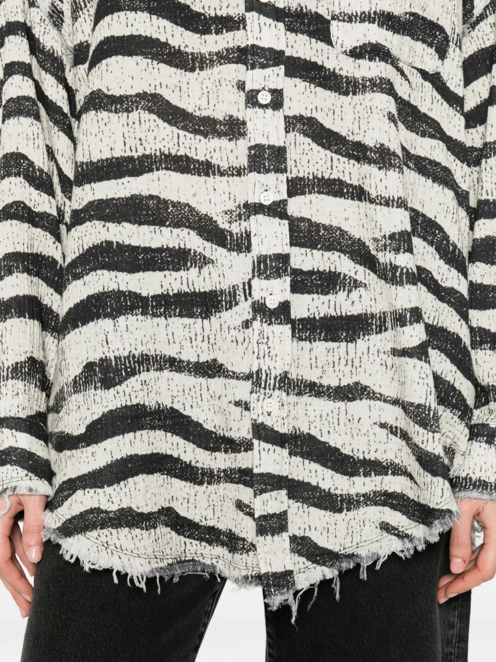 R13 Blouse met zebraprint Wit