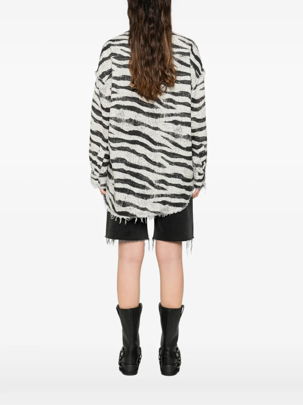 R13 Blouse met zebraprint Wit