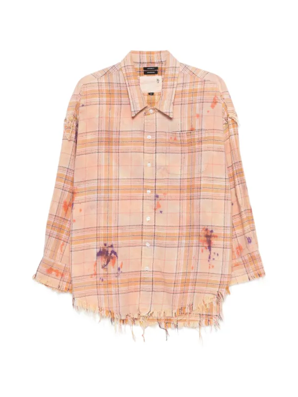 R13 Shredded Seam Drop Neck Shirt in Neutrals
