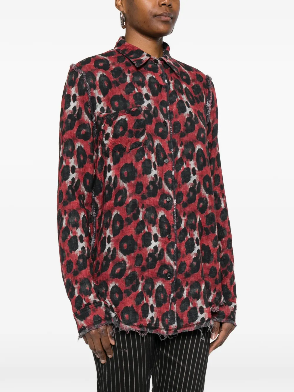  R13 Plaid Shredded Seam Shirt - Black 