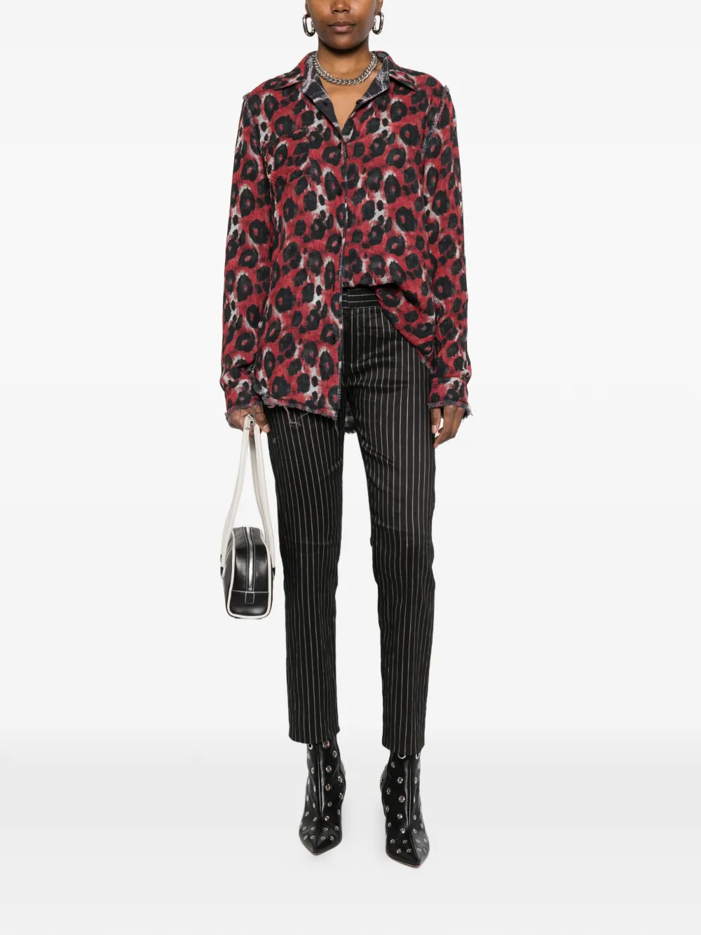  R13 Plaid Shredded Seam Shirt - Black 