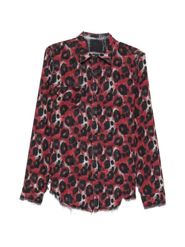 R13 Plaid Shredded Seam Shirt in Black