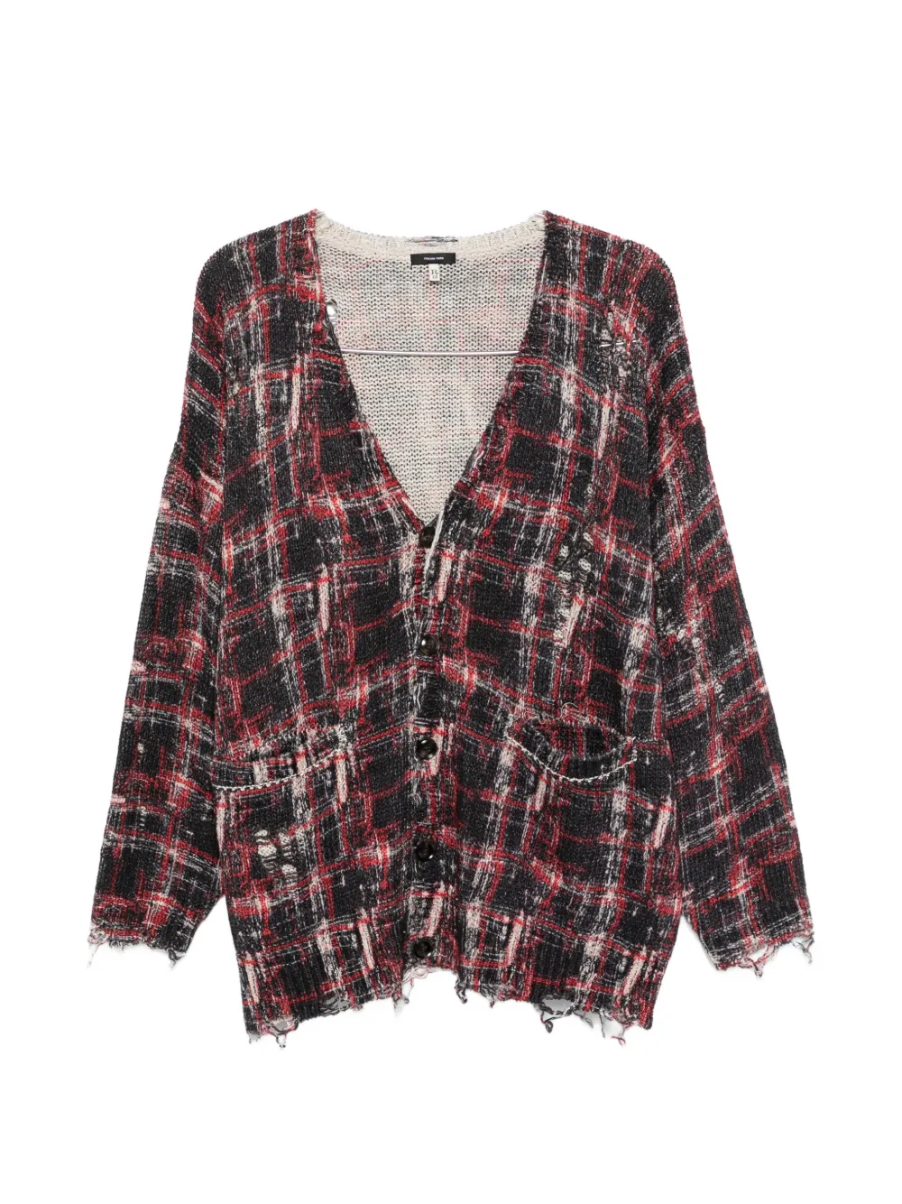 R13 Oversized Checked Cardigan In Black