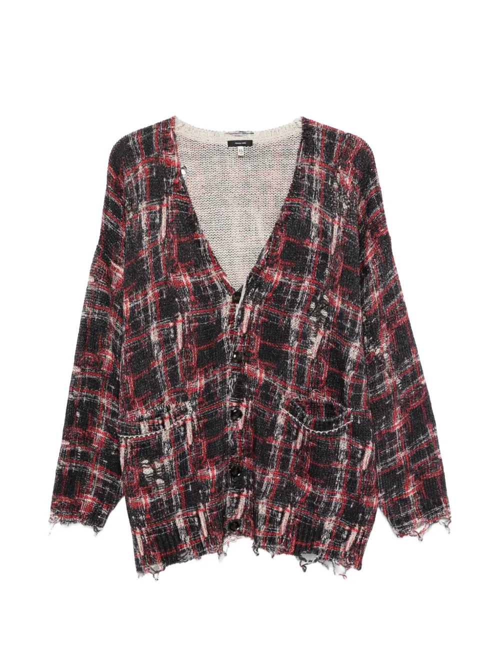 R13 oversized checked cardigan - Black