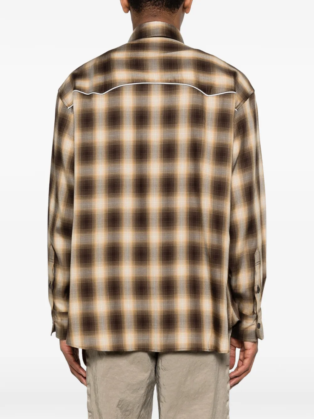 kolor チェックロングシャツ Kolor チェック シャツ | ブラウン | FARFETCH JP