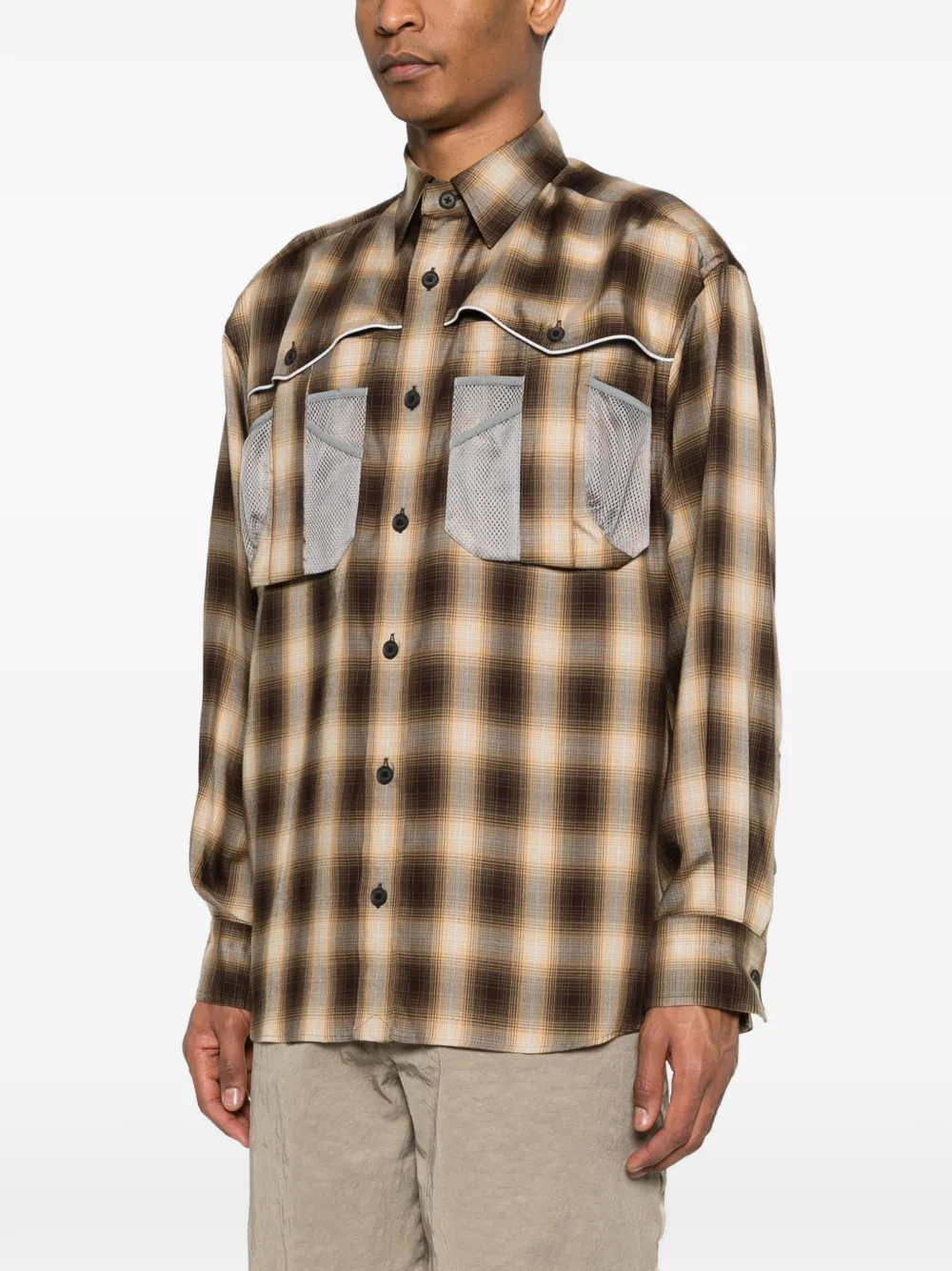  Kolor Plaid-pattern Shirt - Brown 