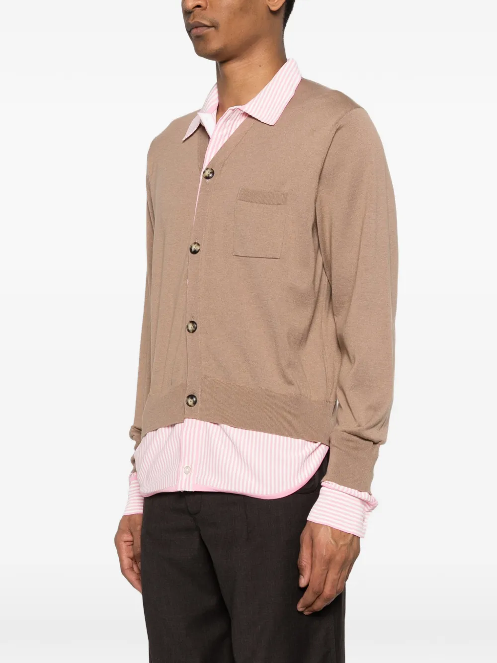  Kolor Pocket Double-layer Knit Cardigan - Neutrals 