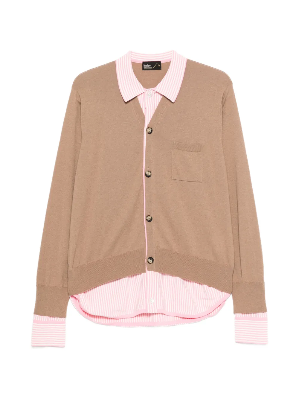 Kolor pocket double-layer knit cardigan - Toni neutri