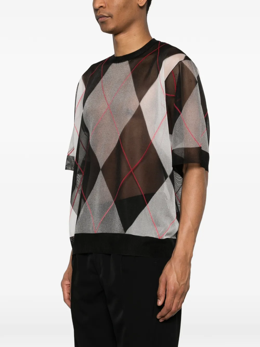Kolor Argyle oversized T-shirt Zwart