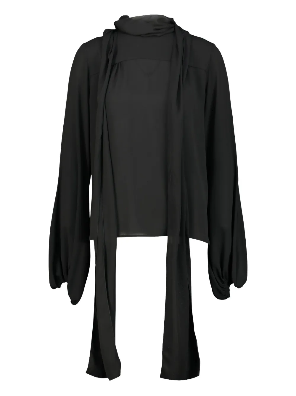 DRHOPE scarf-collar long-sleeve blouse - Zwart