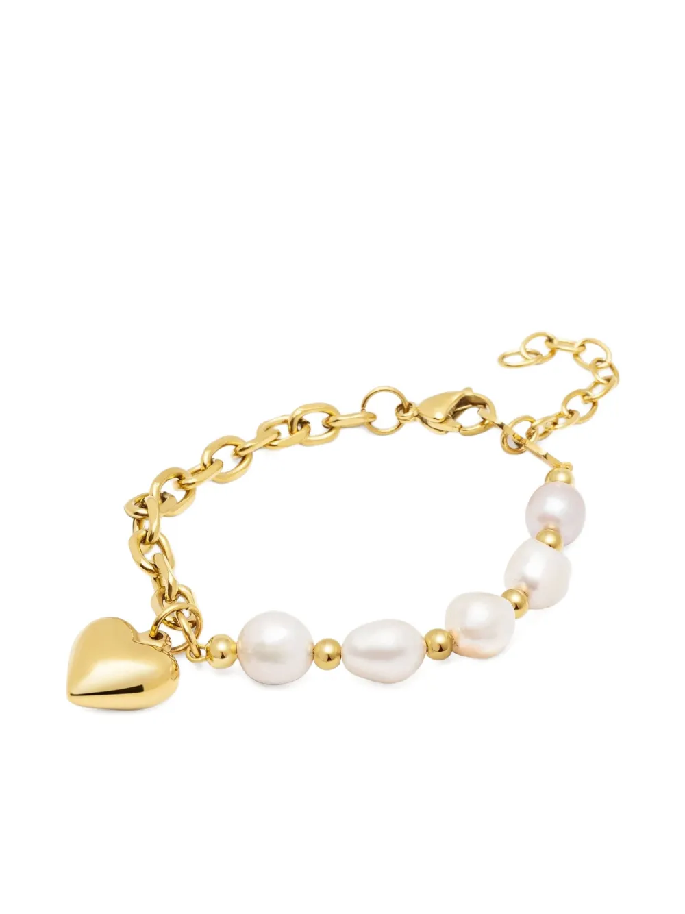 Nialaya Jewelry cable-chain pearl-embellishment Love bracelet - Goud