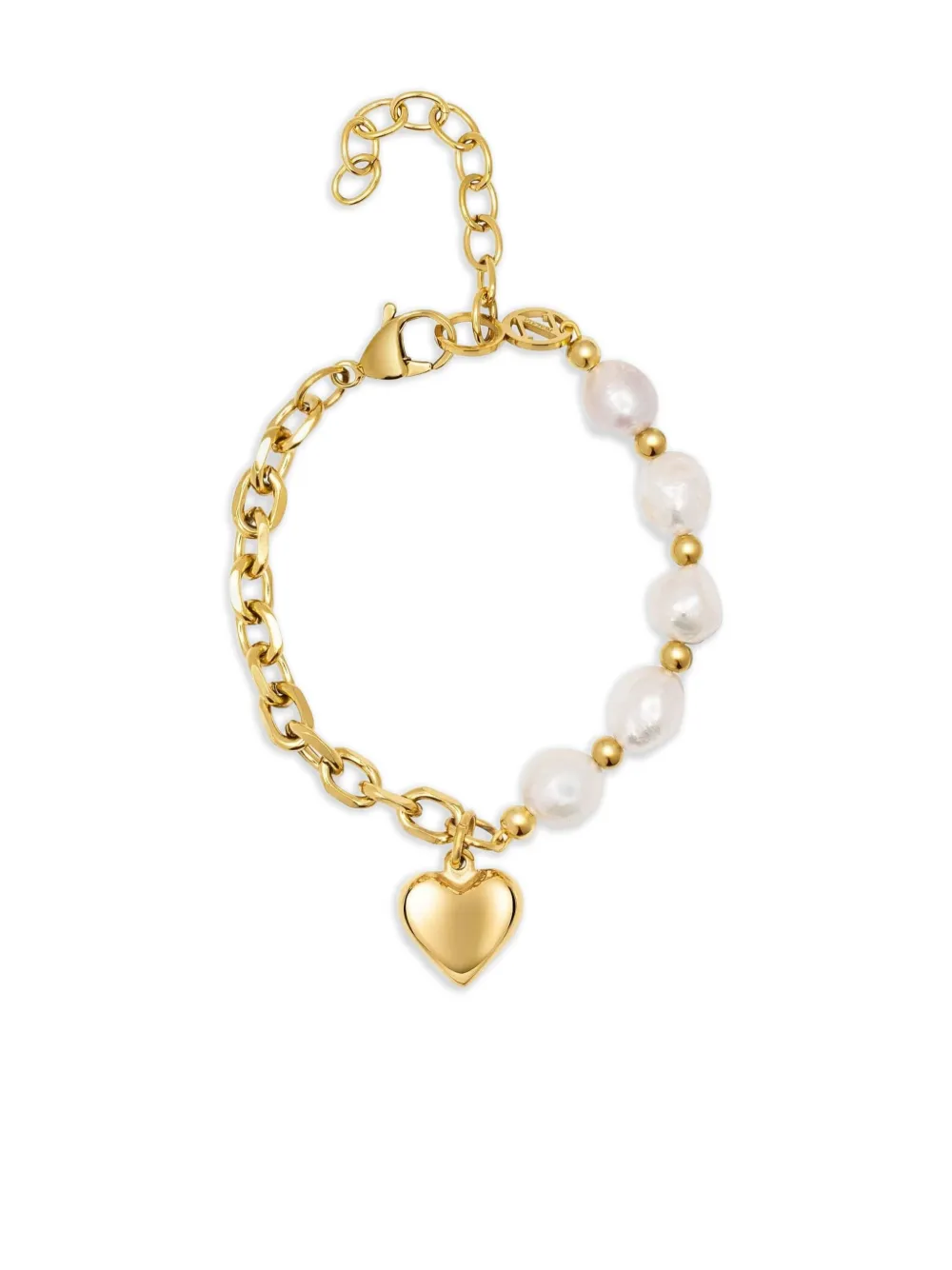 Nialaya Jewelry cable-chain pearl-embellishment Love bracelet - Oro