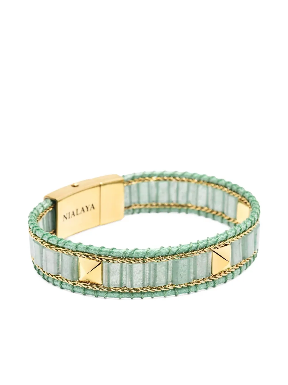Nialaya Jewelry aventurine stud bracelet - Groen