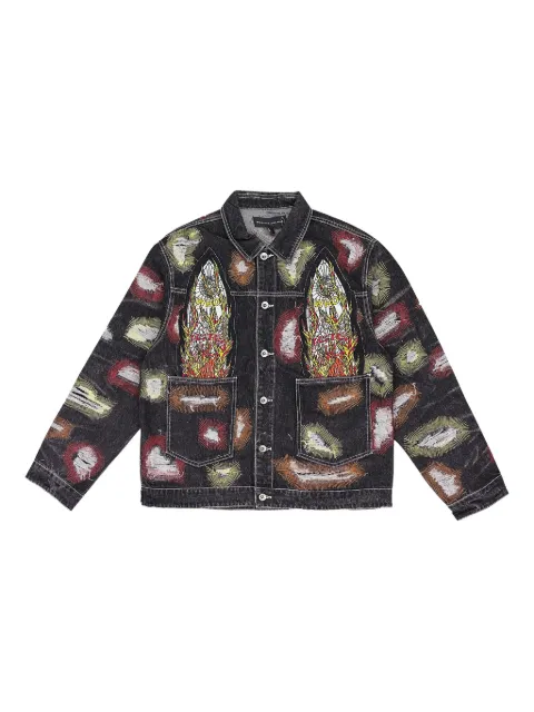 Who Decides War embroidery trucker jacket