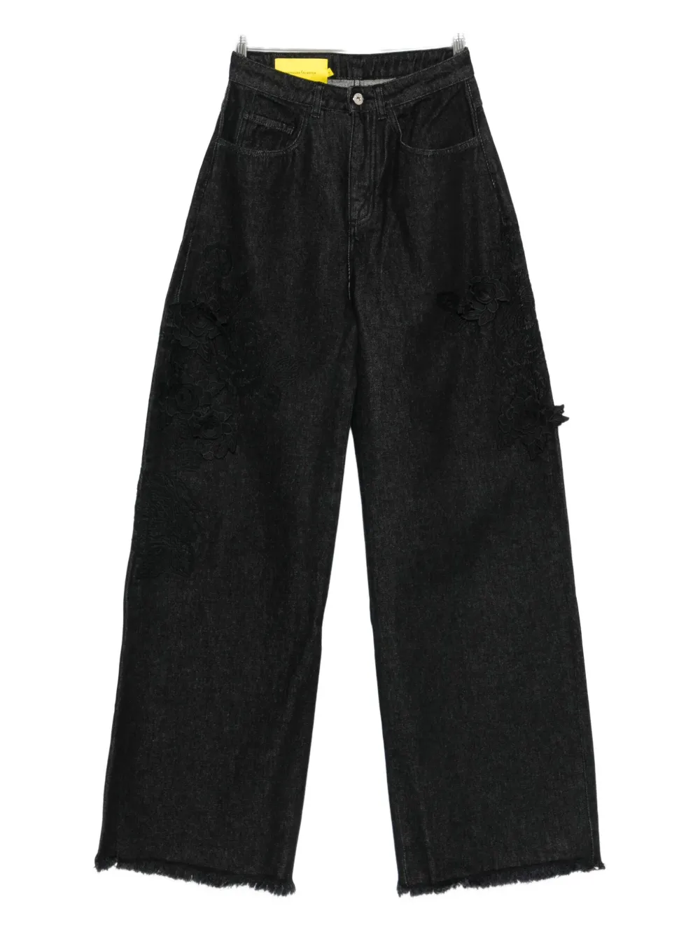 Marques'Almeida floral-appliqué frayed jeans - Grigio