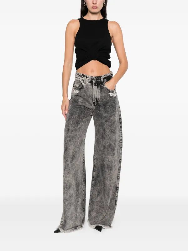 Marques'Almeida floral-appliqué Frayed Jeans | Grey | FARFETCH