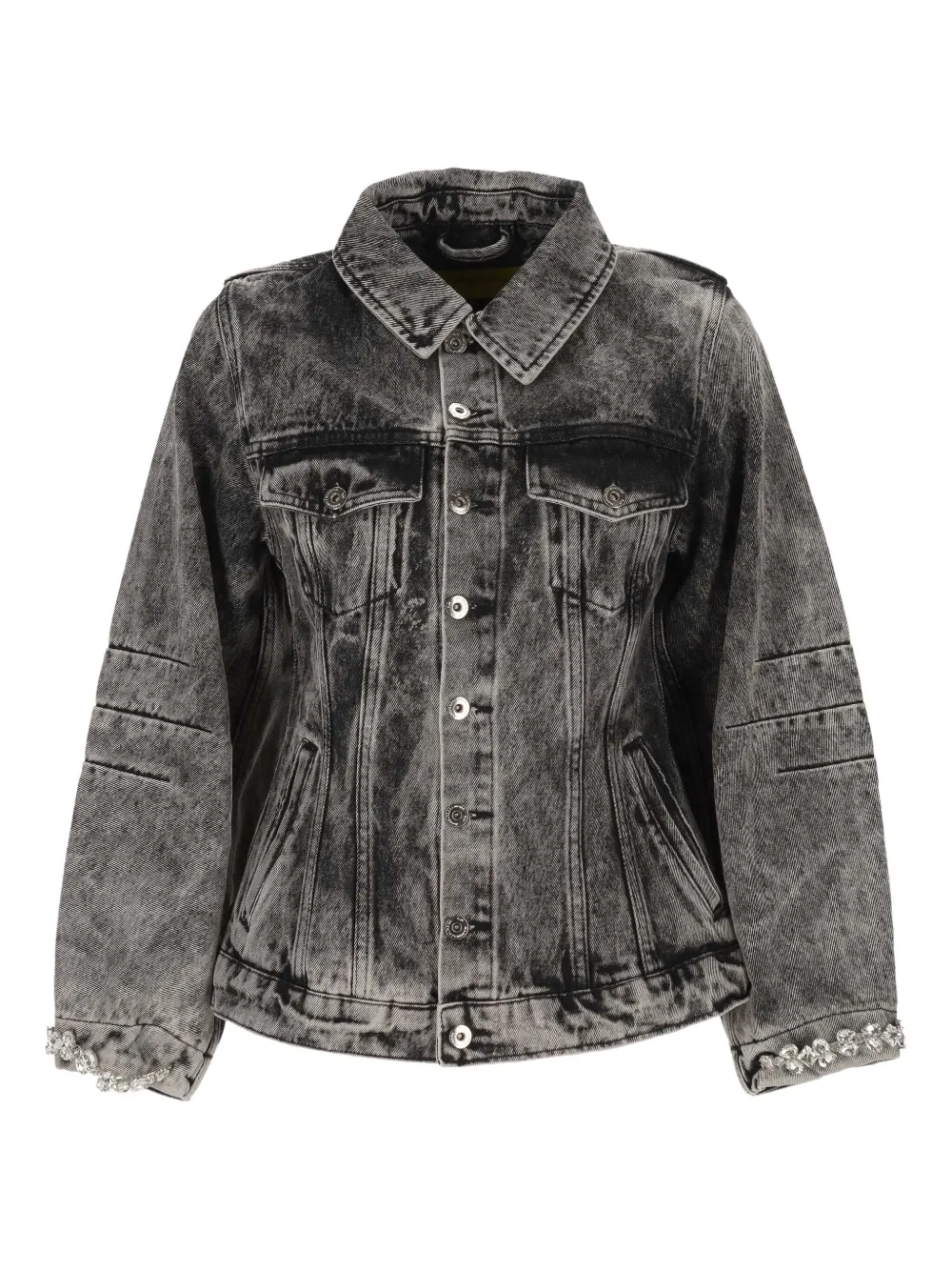 Marques' Almeida Crystal-embellished Denim Jacket In Gray