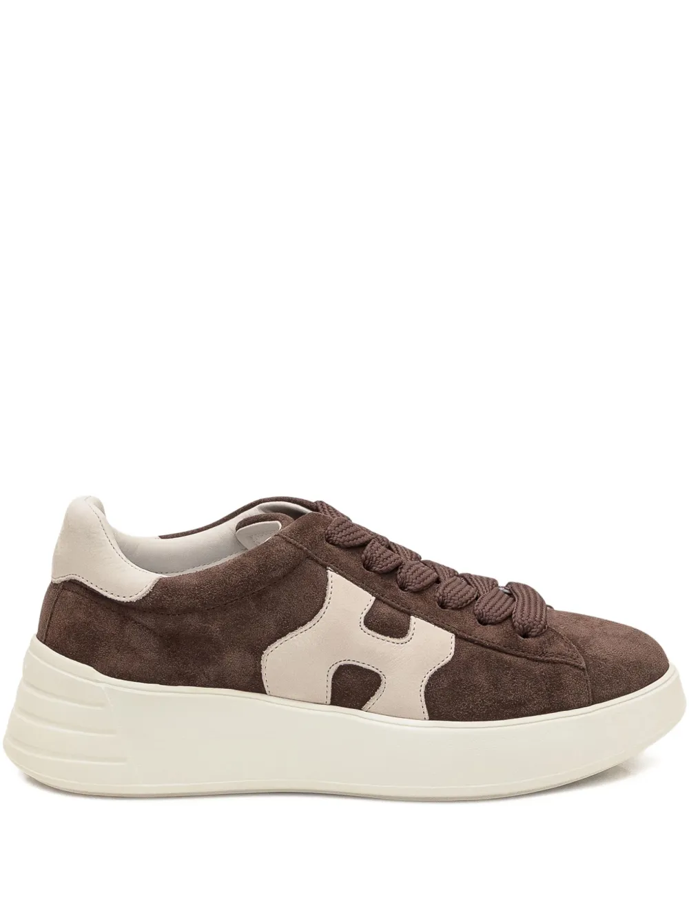Hogan Suède sneakers met plateauzool Bruin
