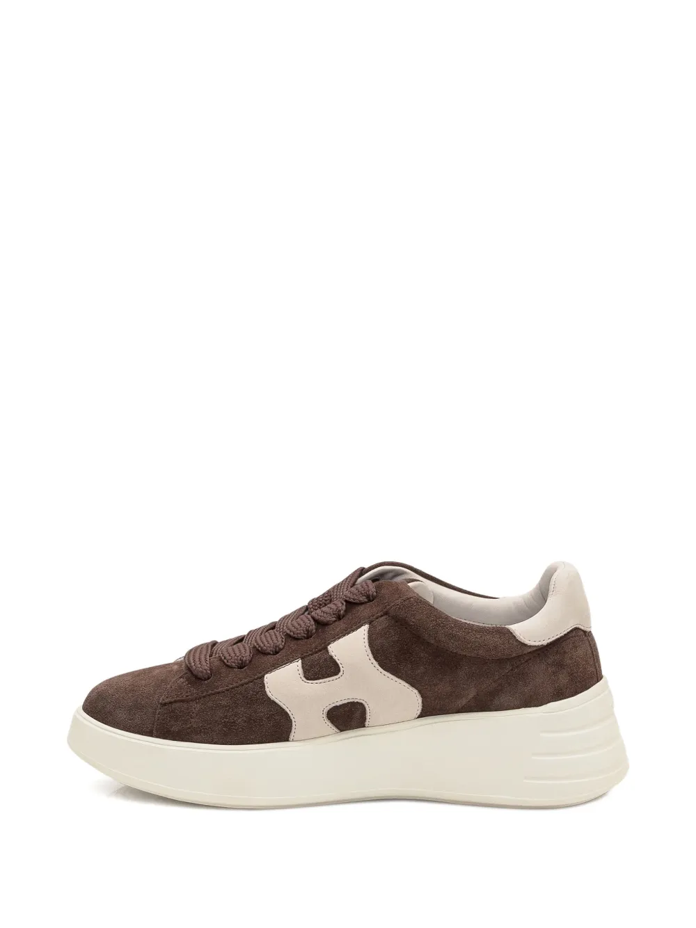 Hogan Suède sneakers met plateauzool Bruin