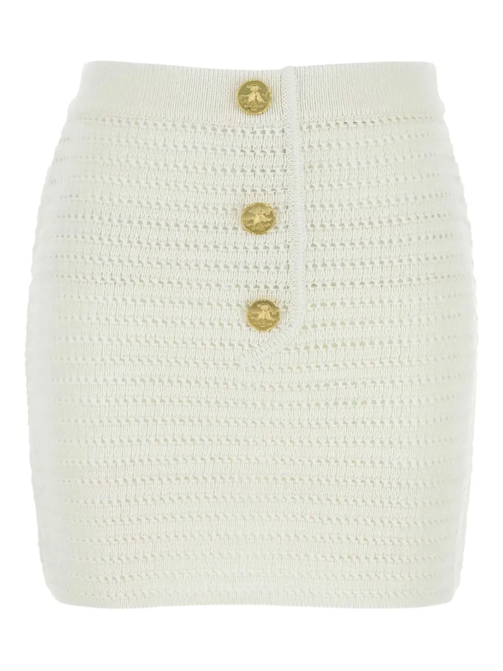 Le Kasha Crochet Button-embellishment Mini Skirt In White
