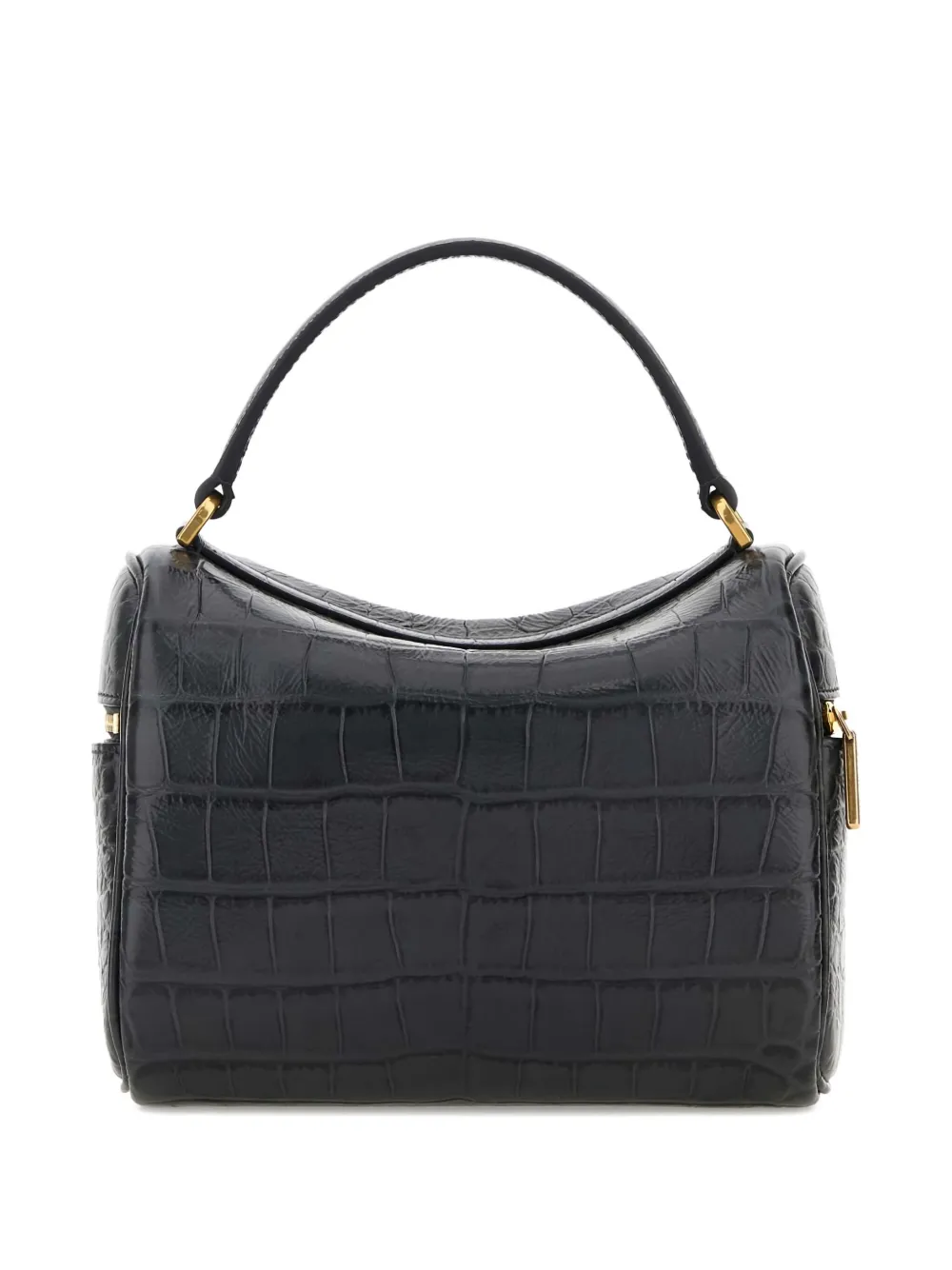 Balenciaga Denim Blue Leather Rodeo Handbag In Black