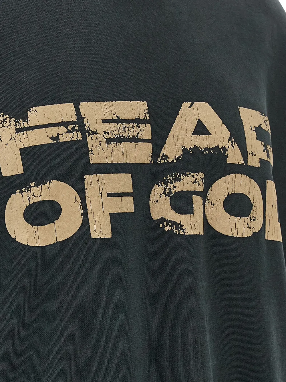 Fear Of God Logo-print Cotton-jersey Hoodie In Green