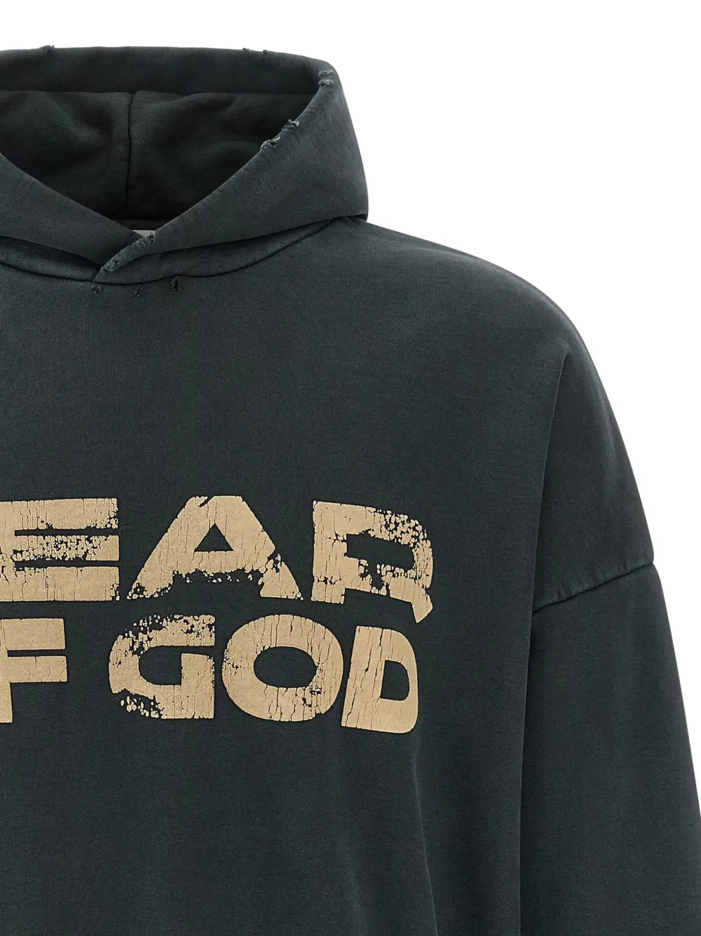 Fear Of God Logo-print Cotton-jersey Hoodie In Green