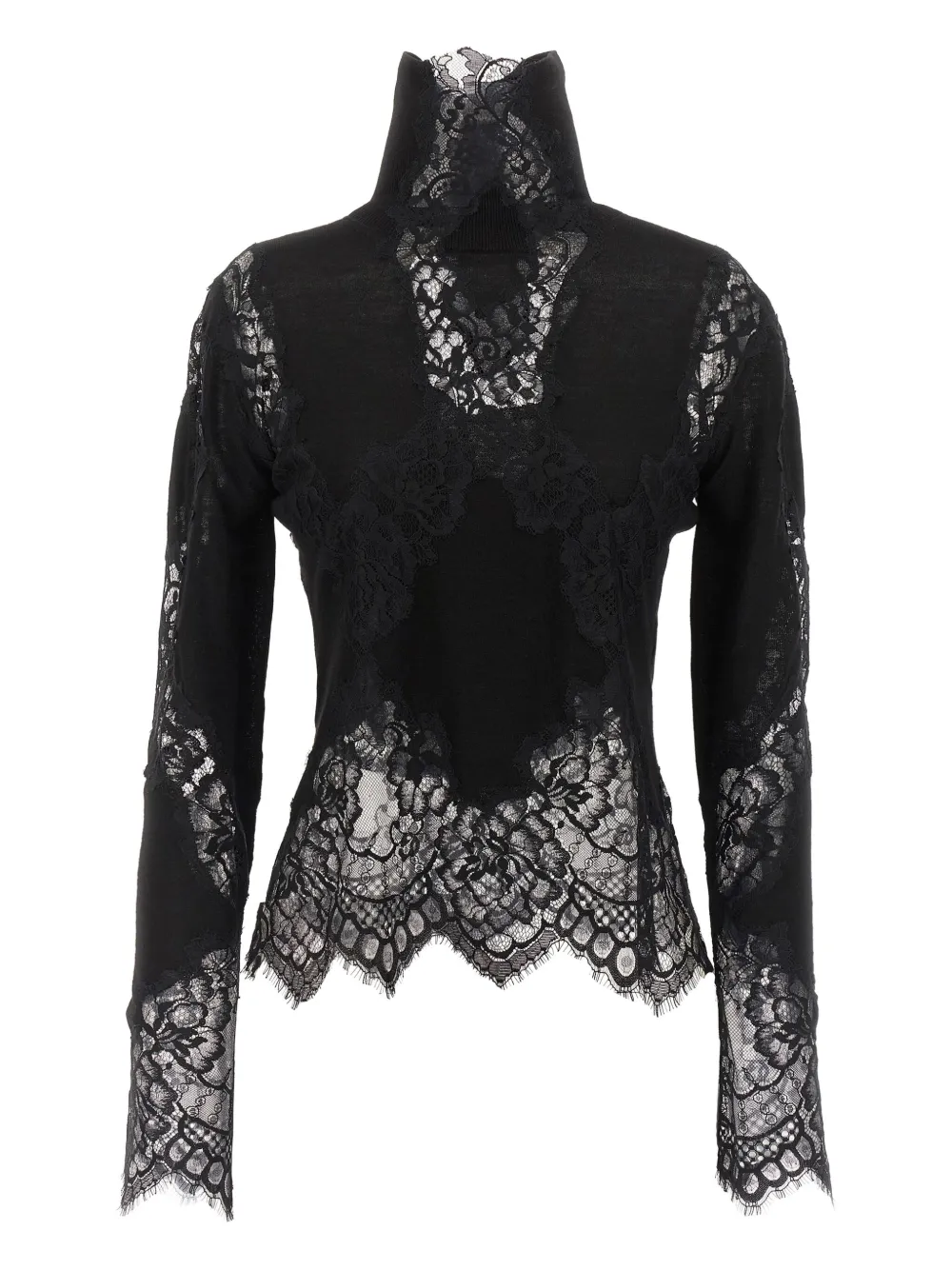 Ermanno Scervino Lace Insert Sweater Sweaters And Cardigans Black In Black