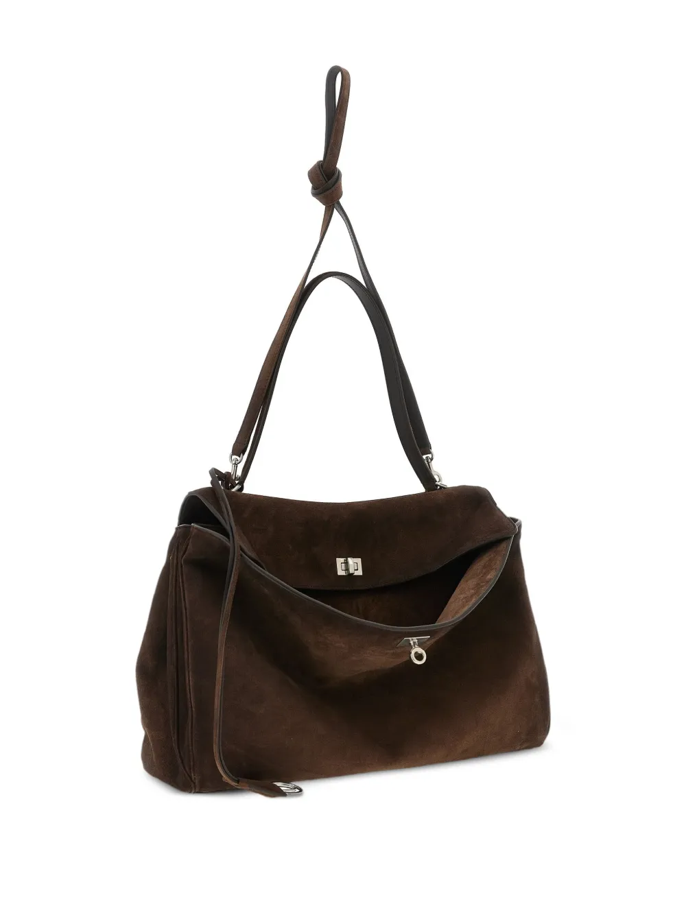 Balenciaga Rodeo grote suède shopper Bruin