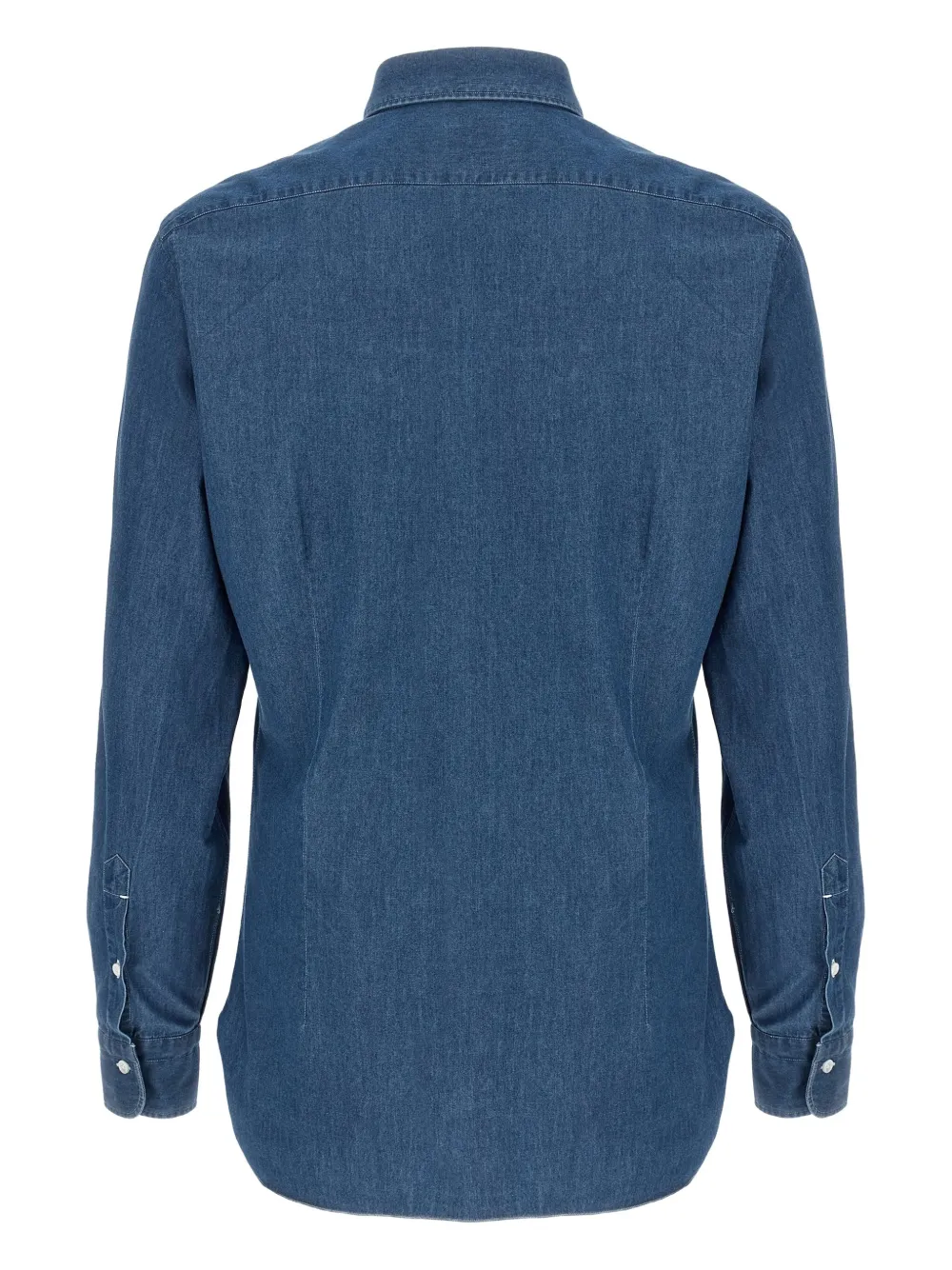 Barba Denim overhemd met knoop - Blauw
