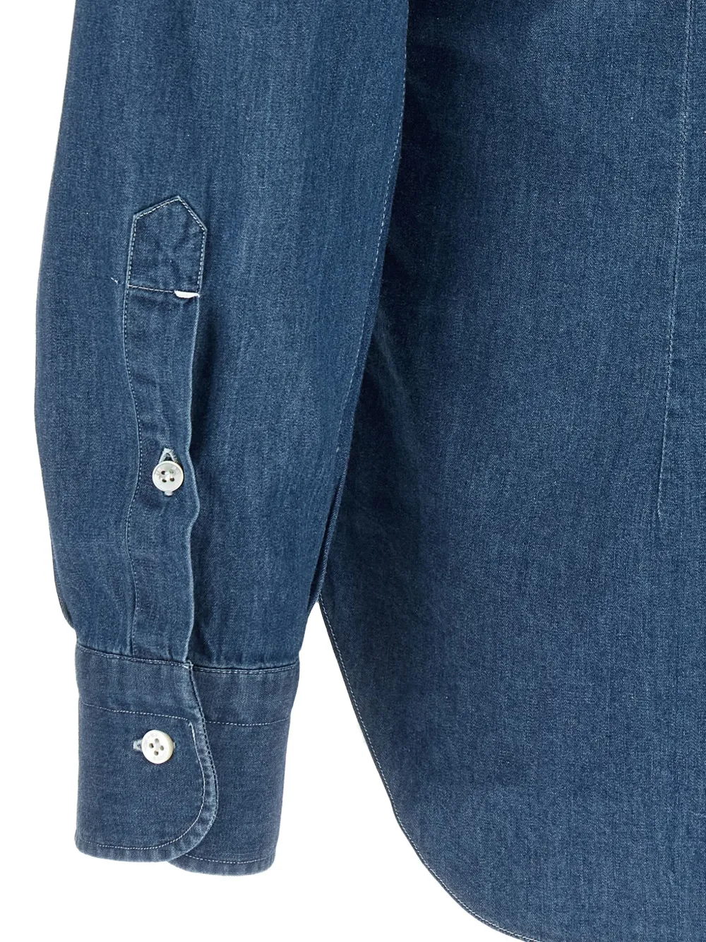 Barba Denim overhemd met knoop Blauw