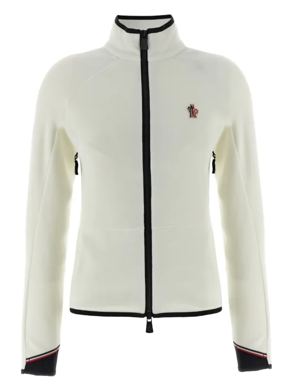 Moncler ジップ フリース スウェットシャツ | ホワイト Moncler ジップ フリース スウェットシャツ | ホワイト