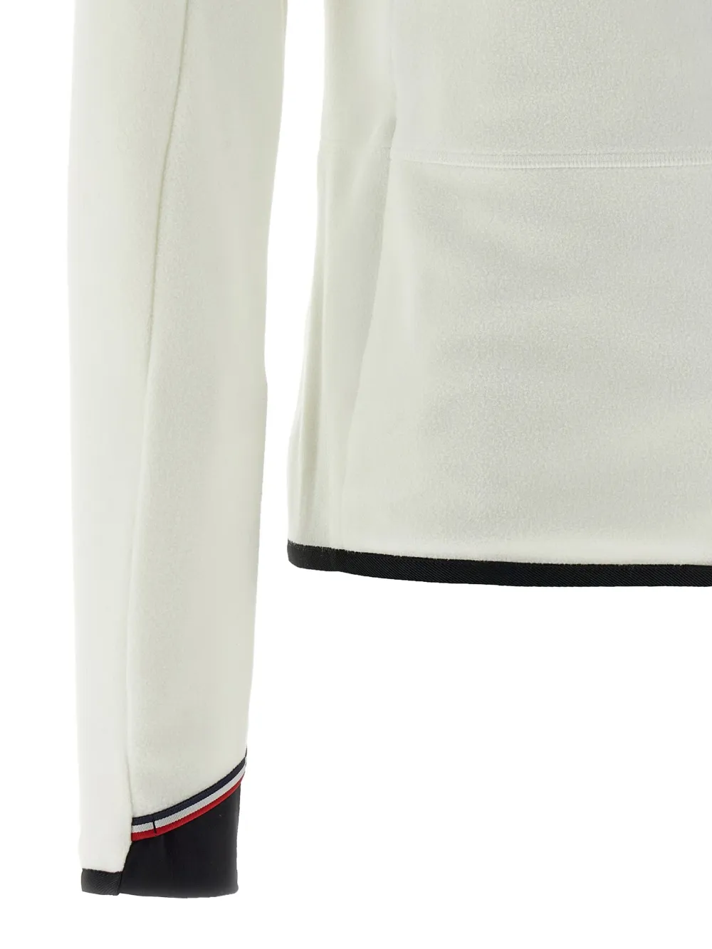 Moncler High Collar Fleece Sweatshirt With Contrast Trim In White