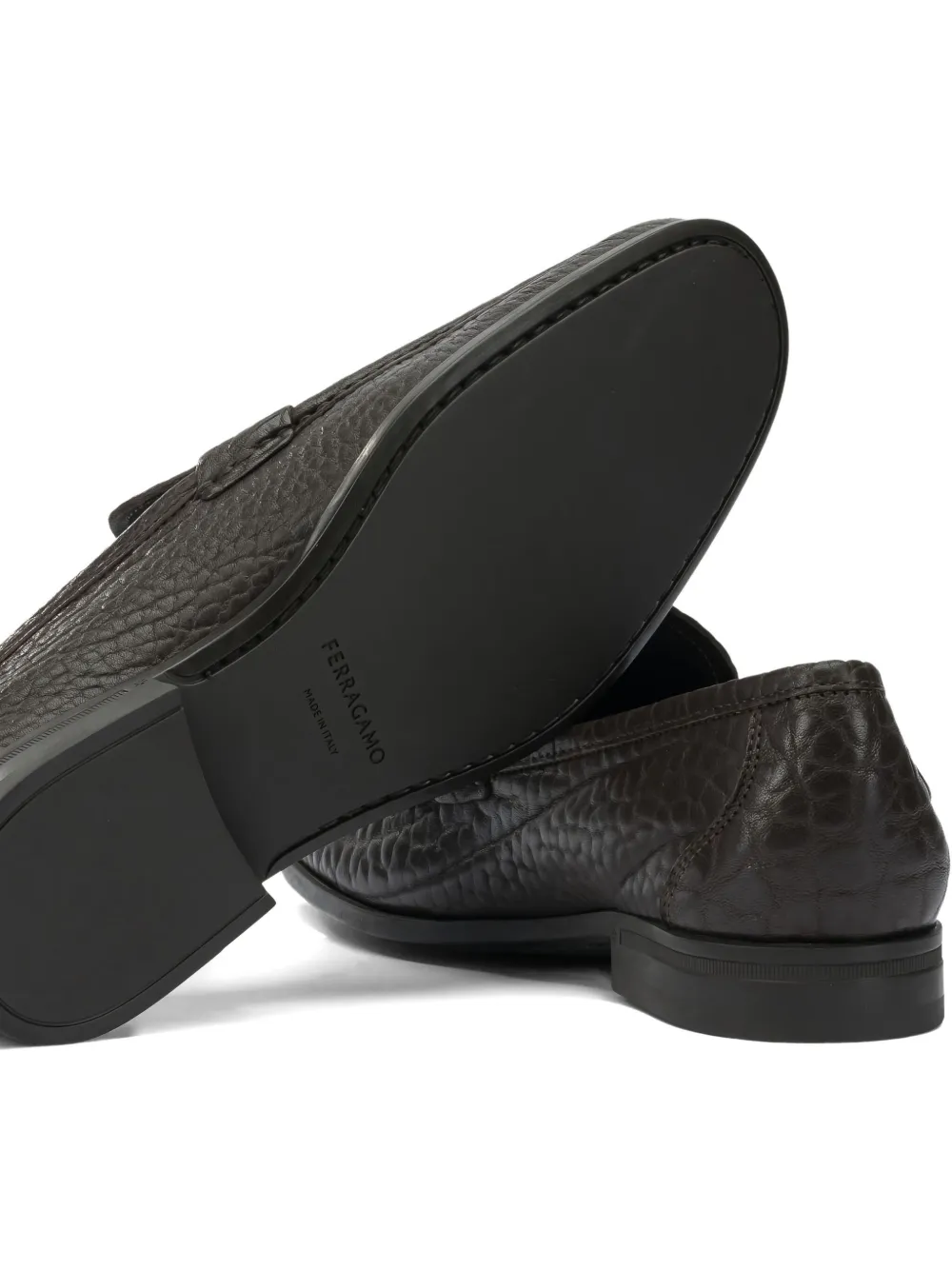 Ferragamo Loafers met gesp met textuur Bruin