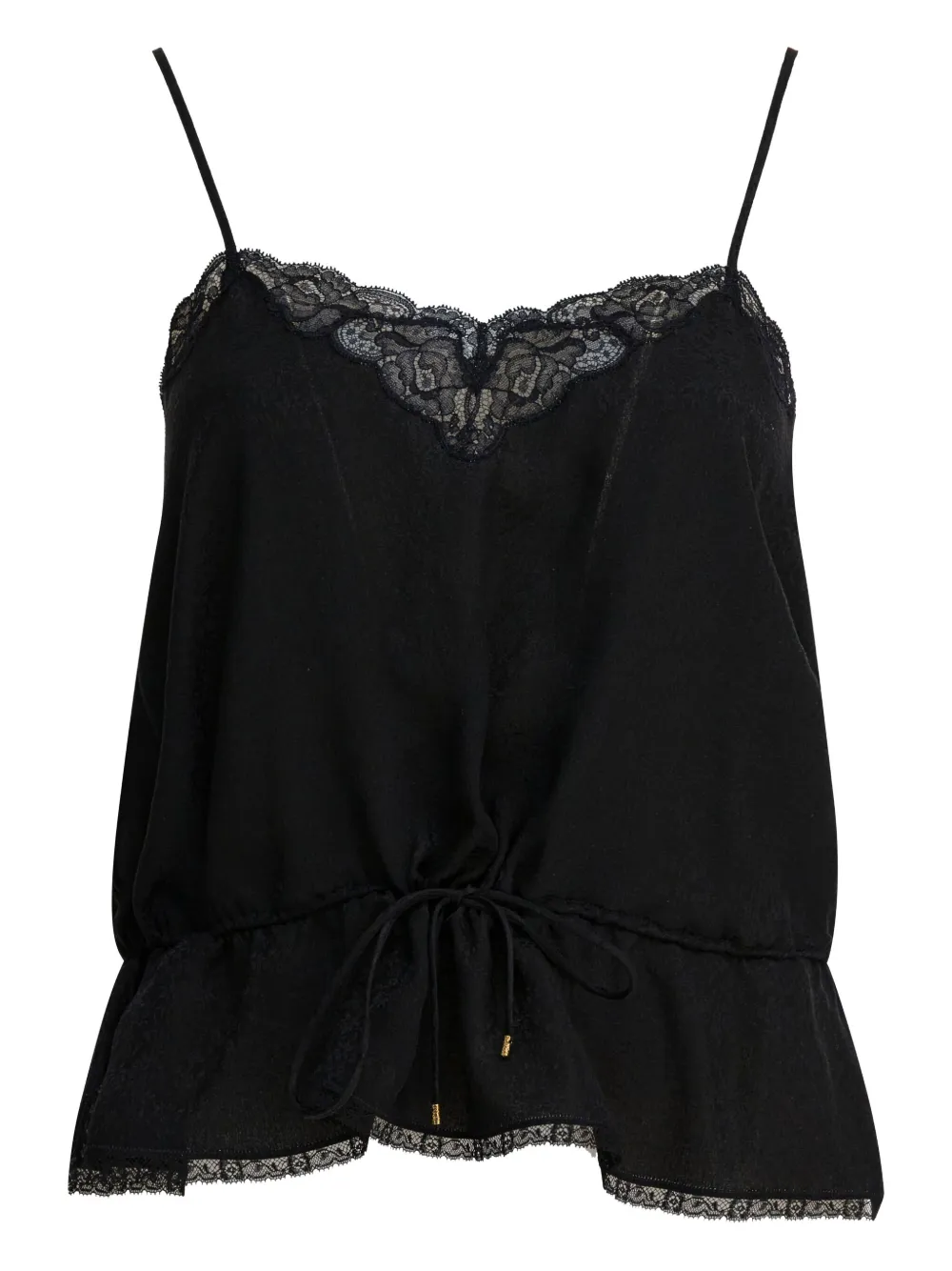 Chloé Lace Drawstring Blouse In Black