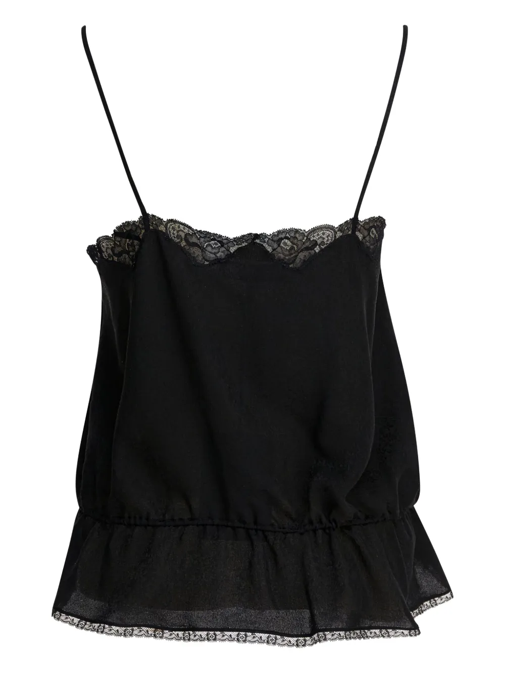 Chloé Blouse met trekkoord en kant - Zwart