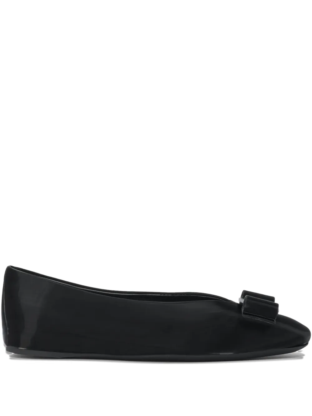 Ferragamo Bow Leather Ballet Flats In Black