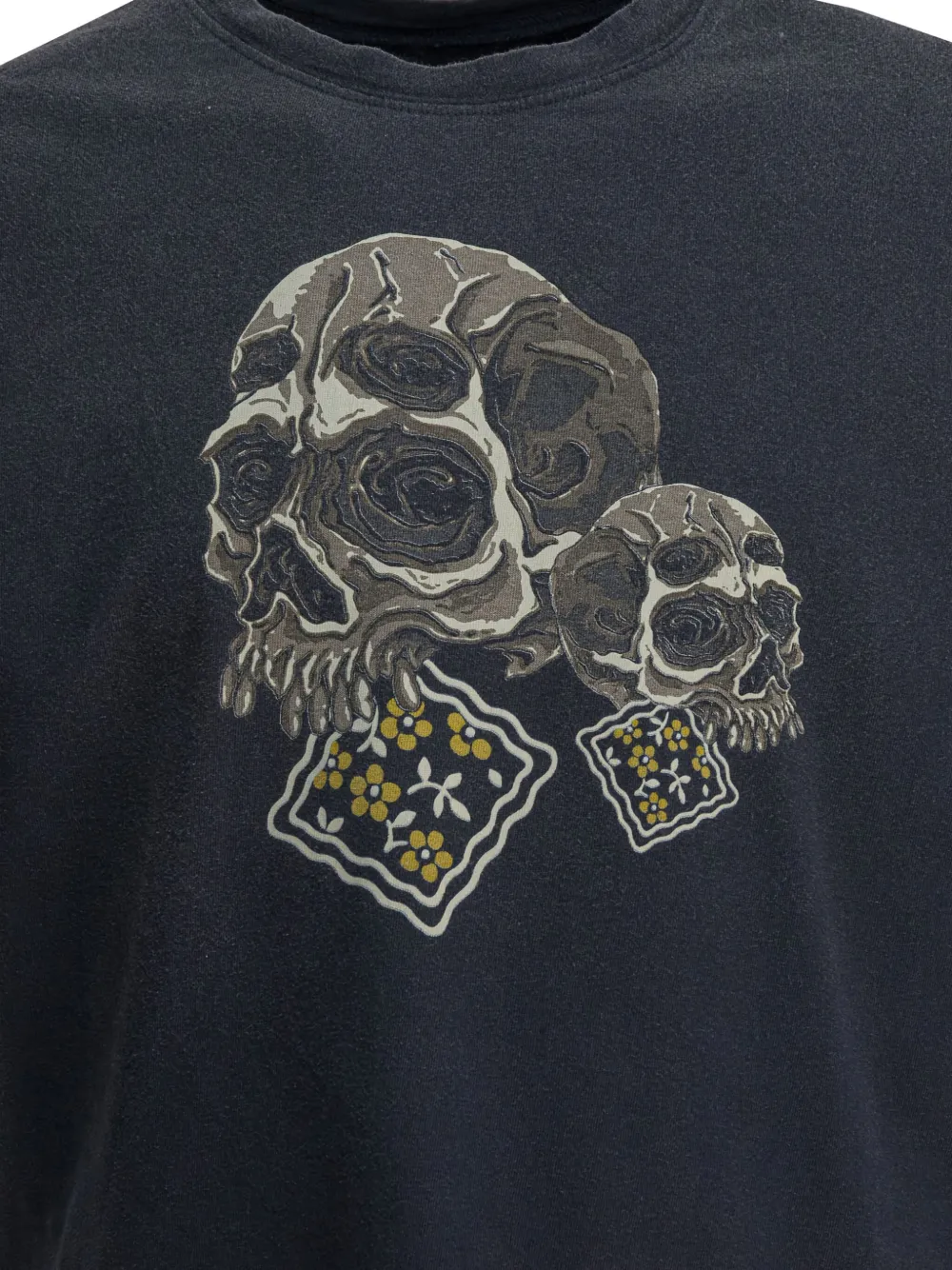 KAPITAL T-shirt met doodskopprint Zwart