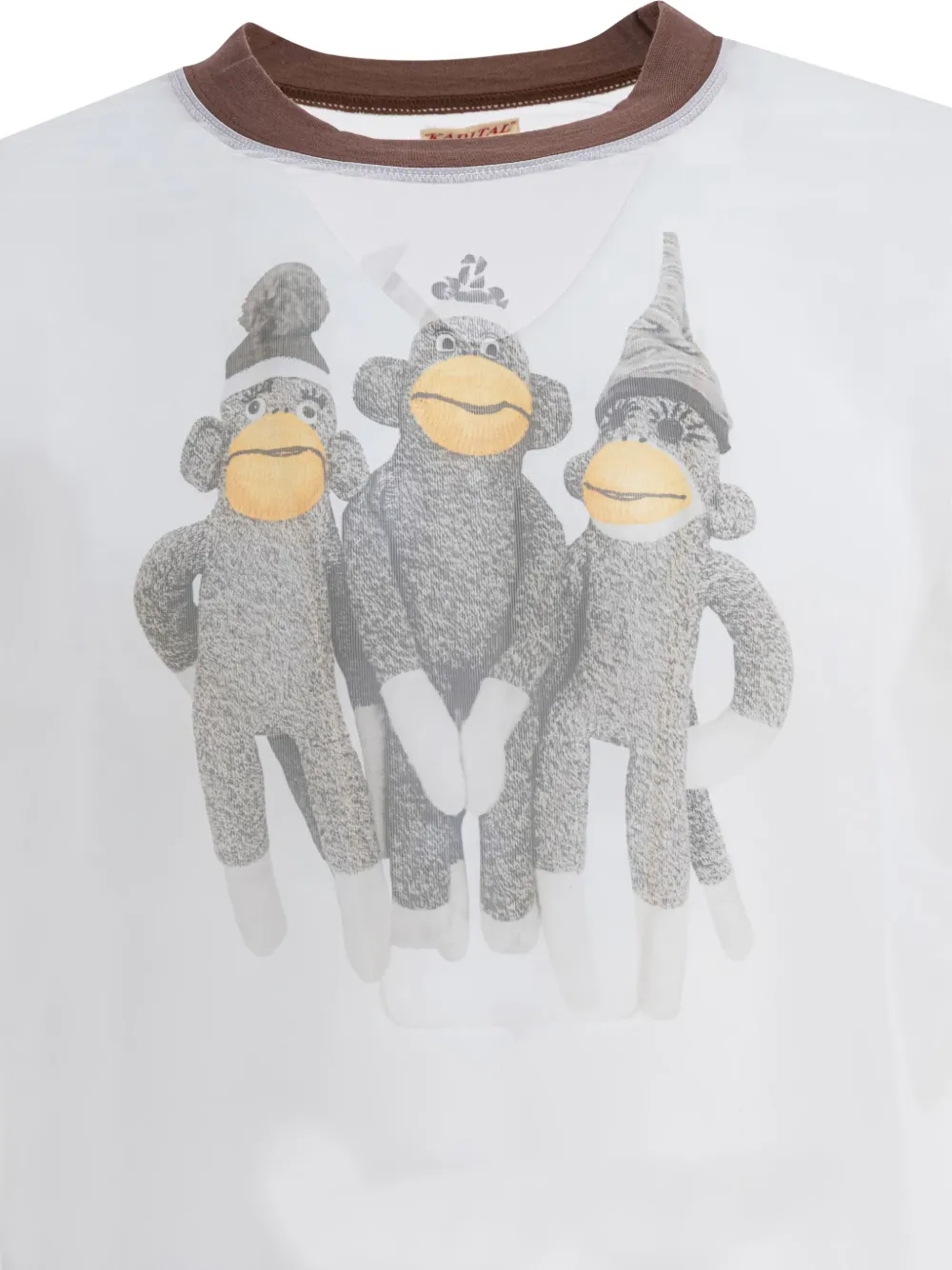 KAPITAL T-shirt met aapprint Wit