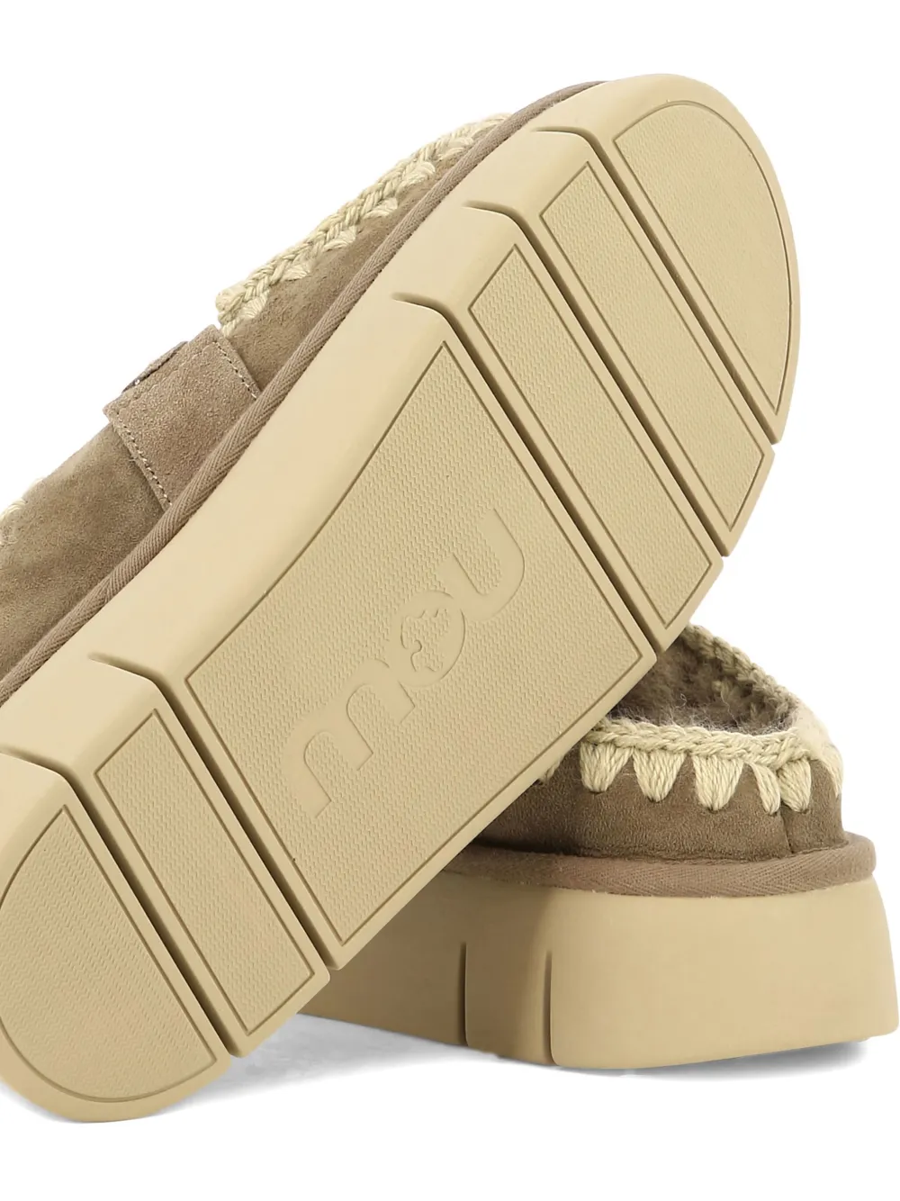 Mou Logo-buckle Slippers In Brown