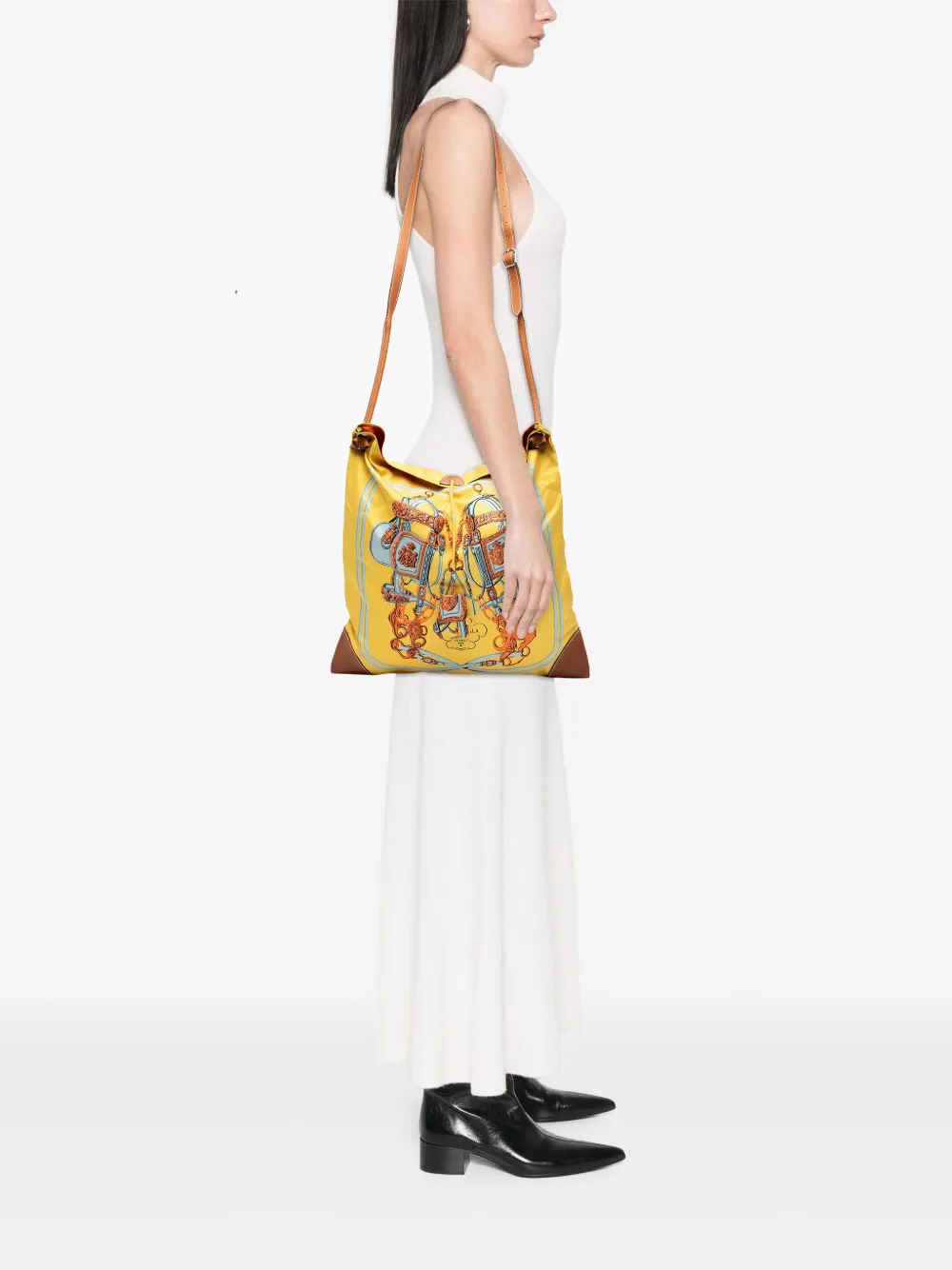 Pre-owned Hermes 2009 Silk And Barenia Brides De Gala Silky City 38 Crossbody Bag In Brown